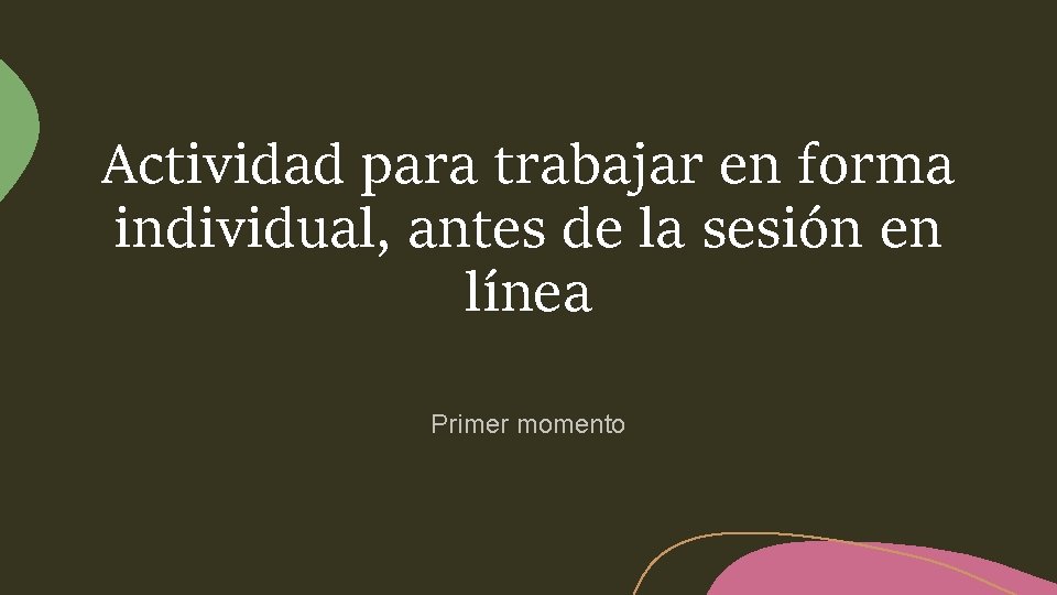 Actividad para trabajar en forma individual, antes de la sesión en línea Primer momento