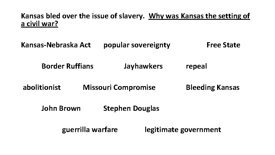 Kansas bled over the issue of slavery. Why was Kansas the setting of a