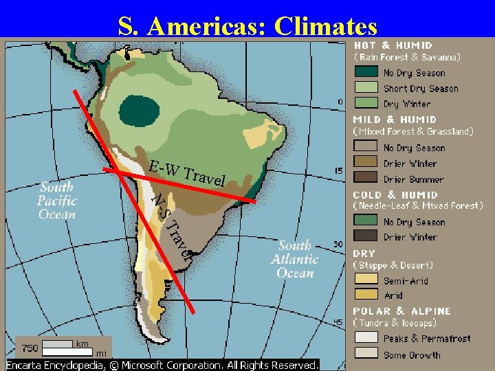 S. Americas: Climates E-W T ravel el rav ST N- 