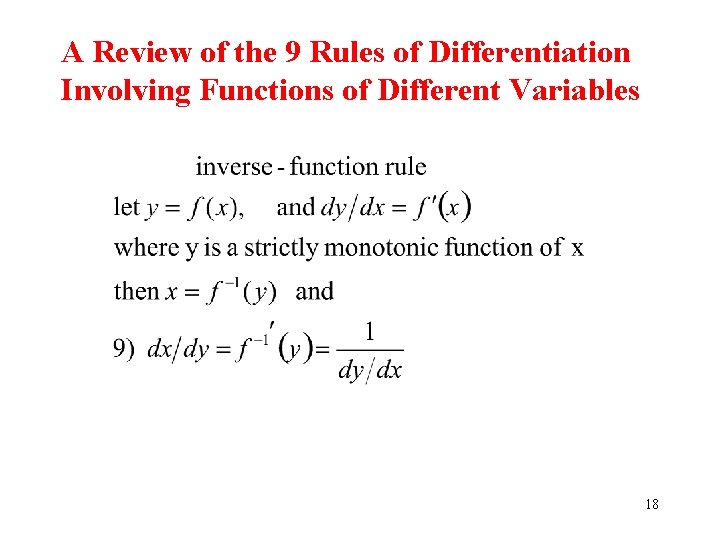 A Review of the 9 Rules of Differentiation Involving Functions of Different Variables 18