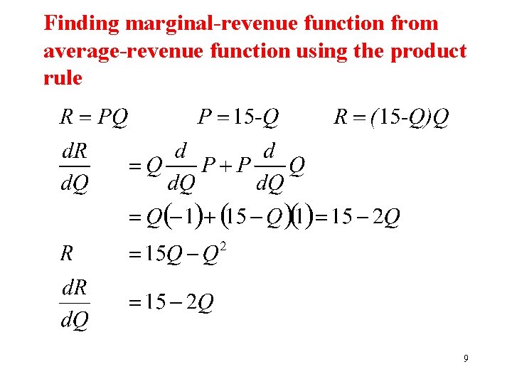 Finding marginal-revenue function from average-revenue function using the product rule 9 