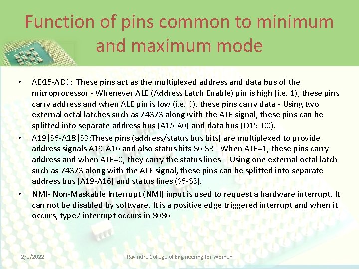 Function of pins common to minimum and maximum mode • • • AD 15