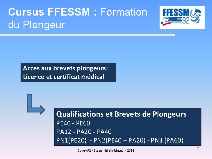 Cursus FFESSM : Formation du Plongeur Accès aux brevets plongeurs: Licence et certificat médical