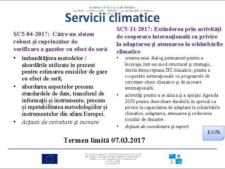 Servicii climatice SC 5 -04 -2017: Către un sistem robust și cuprinzător de verificare
