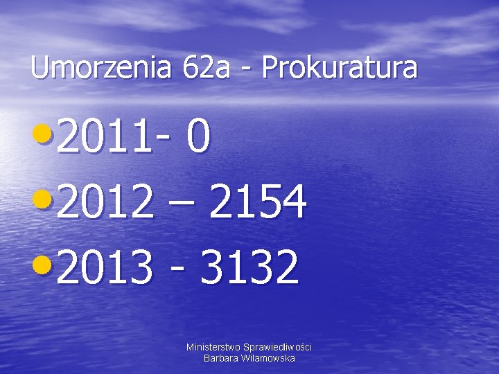 Umorzenia 62 a - Prokuratura • 2011 - 0 • 2012 – 2154 •