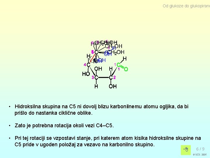 Od glukoze do glukopirano • Hidroksilna skupina na C 5 ni dovolj blizu karbonilnemu Od glukoze do glukopirano • Hidroksilna skupina na C 5 ni dovolj blizu karbonilnemu