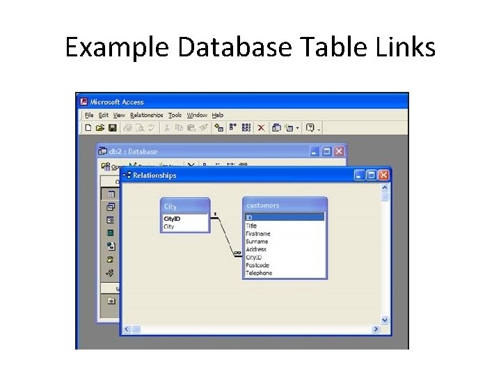 Example Database Table Links Example Database Table Links