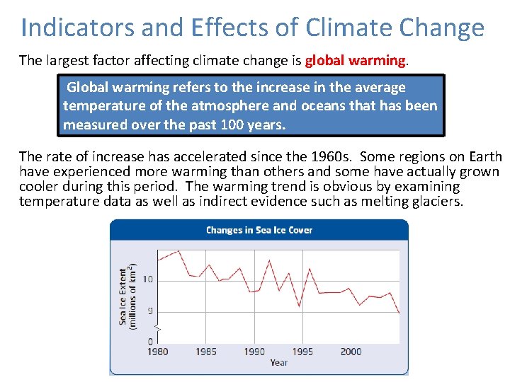 Indicators and Effects of Climate Change The largest factor affecting climate change is global