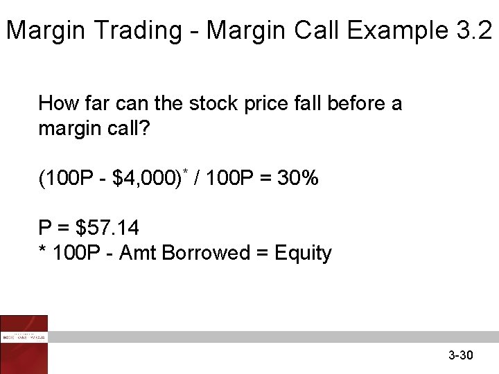 Margin Trading - Margin Call Example 3. 2 How far can the stock price