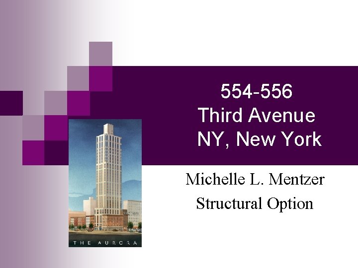 554 -556 Third Avenue NY, New York Michelle L. Mentzer Structural Option 