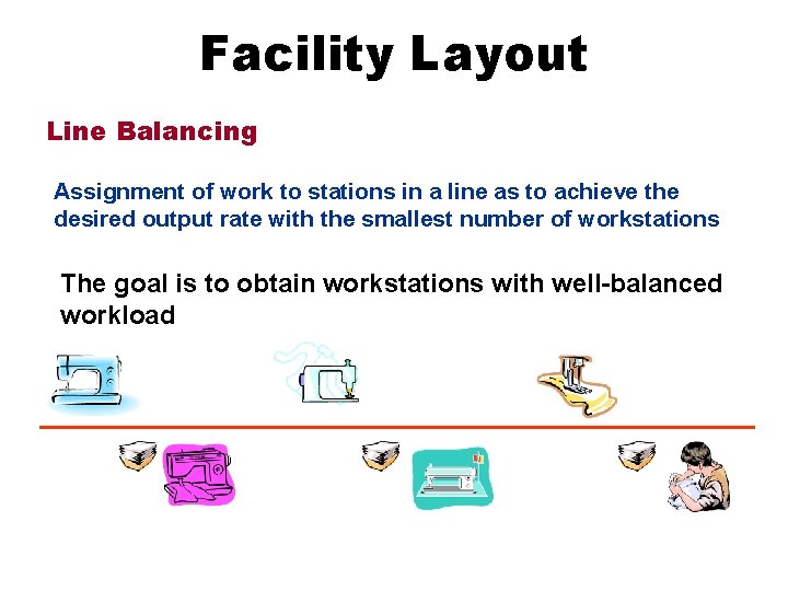 Facility Layout Line Balancing Assignment of work to stations in a line as to