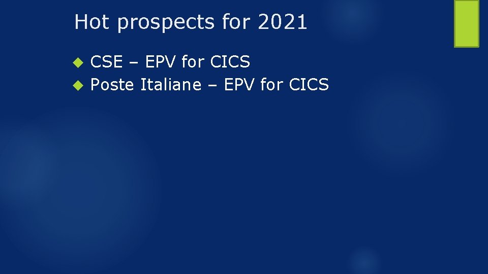 Hot prospects for 2021 CSE – EPV for CICS Poste Italiane – EPV for