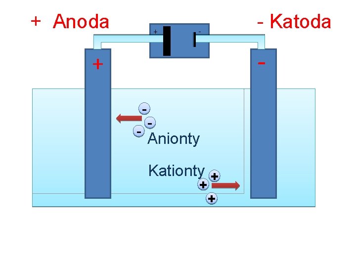 + Anoda + - - Katoda - + - - Anionty Kationty + +
