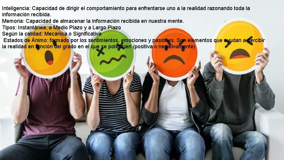 Inteligencia: Capacidad de dirigir el comportamiento para enfrentarse uno a la realidad razonando toda