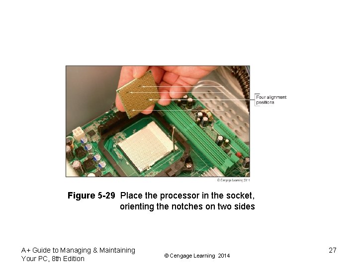Figure 5 -29 Place the processor in the socket, orienting the notches on two