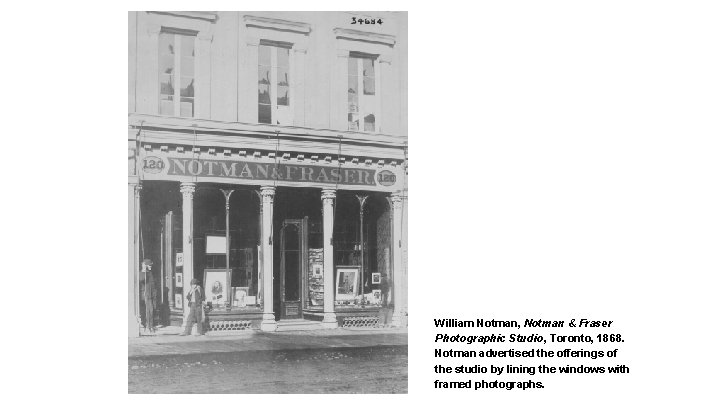 William Notman, Notman & Fraser Photographic Studio, Toronto, 1868. Notman advertised the offerings of