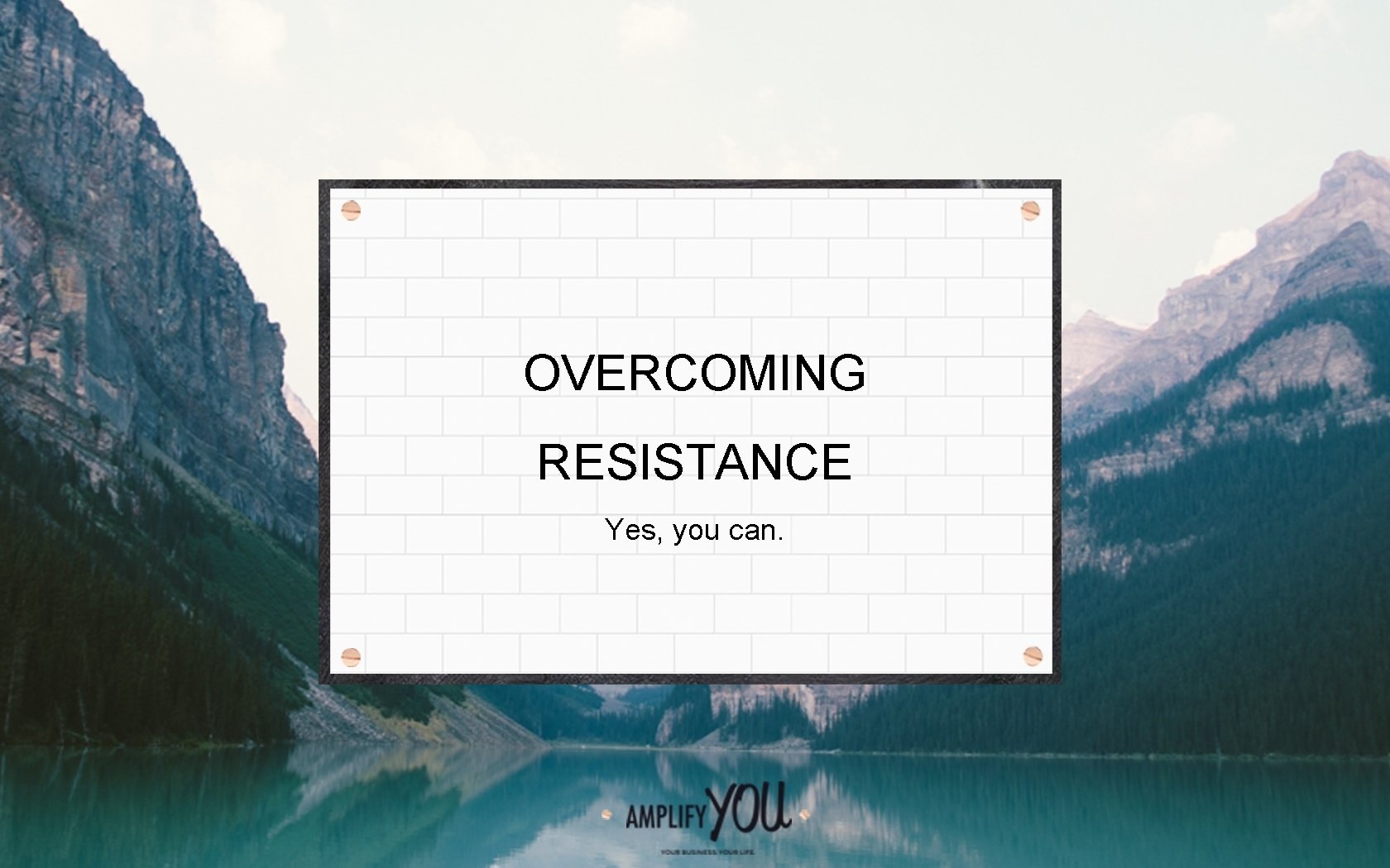 OVERCOMING RESISTANCE Yes, you can. 