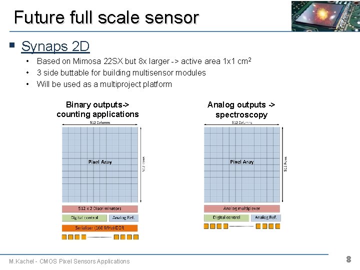 Future full scale sensor § Synaps 2 D • Based on Mimosa 22 SX