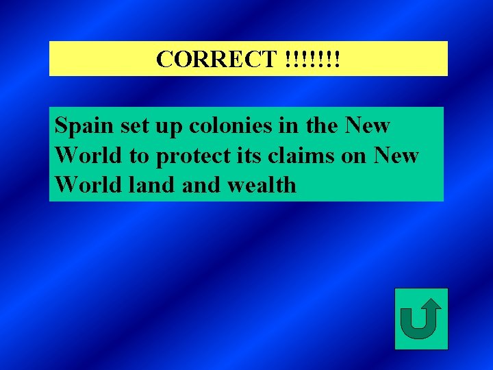 CORRECT !!!!!!! Spain set up colonies in the New World to protect its claims