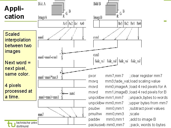 TU Dortmund Application Scaled interpolation between two images Next word = next pixel, same