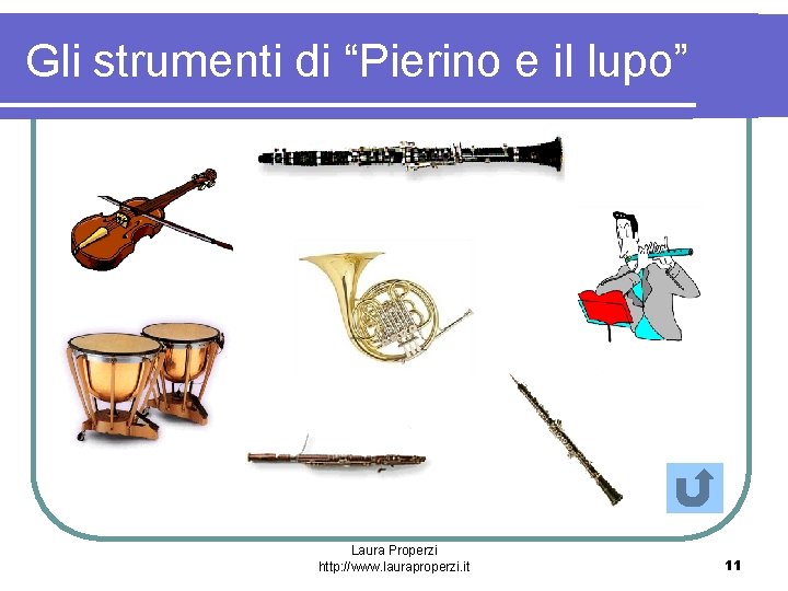 Gli strumenti di “Pierino e il lupo” Laura Properzi http: //www. lauraproperzi. it 11 Gli strumenti di “Pierino e il lupo” Laura Properzi http: //www. lauraproperzi. it 11