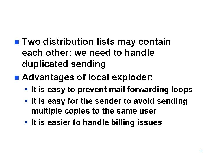 Two distribution lists may contain each other: we need to handle duplicated sending n