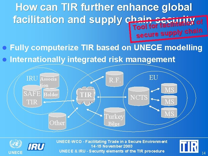 How can TIR further enhance global facilitation and supply chain security of n o