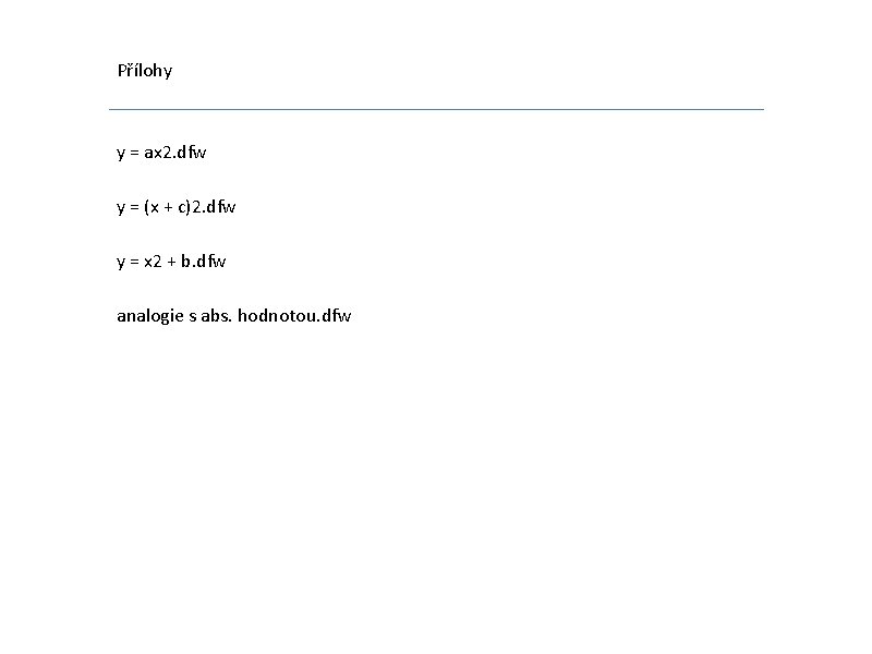 Přílohy y = ax 2. dfw y = (x + c)2. dfw y =