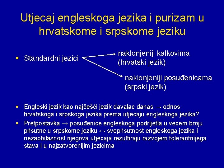 Utjecaj engleskoga jezika i purizam u hrvatskome i srpskome jeziku § Standardni jezici naklonjeniji