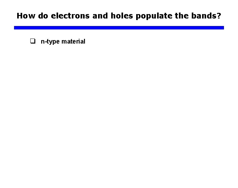How do electrons and holes populate the bands? q n-type material 