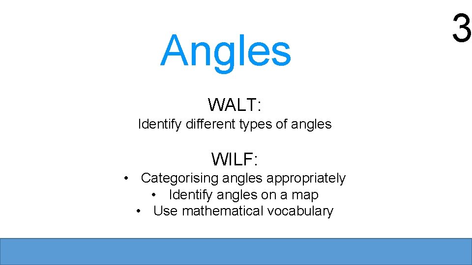 Angles WALT: Identify different types of angles WILF: • Categorising angles appropriately • Identify Angles WALT: Identify different types of angles WILF: • Categorising angles appropriately • Identify