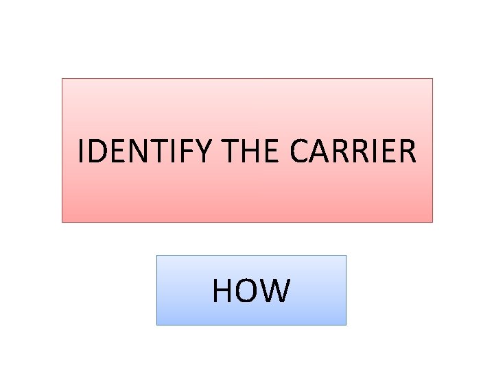 IDENTIFY THE CARRIER HOW 