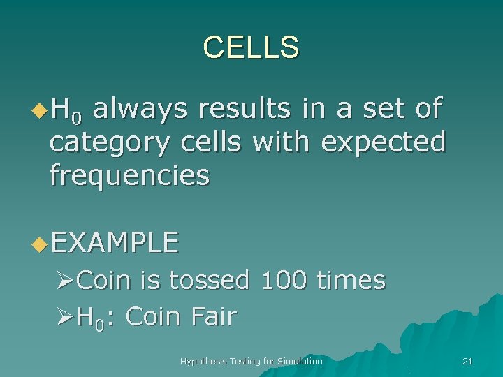 CELLS u. H 0 always results in a set of category cells with expected