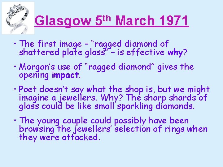 Glasgow 5 th March 1971 • The first image – “ragged diamond of shattered