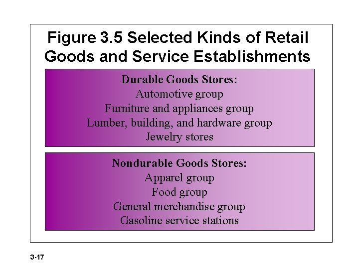 Figure 3. 5 Selected Kinds of Retail Goods and Service Establishments Durable Goods Stores: