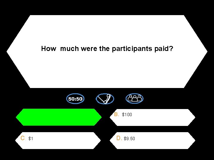 How much were the participants paid? A. $4. 50 C. $1 B. $100 D.