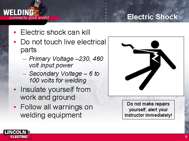 Electric Shock • Electric shock can kill • Do not touch live electrical parts