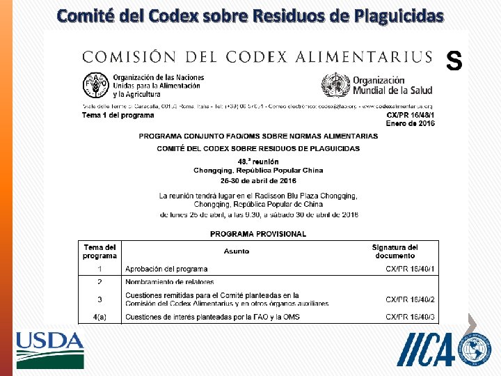 Comité del Codex sobre Residuos de Plaguicidas 