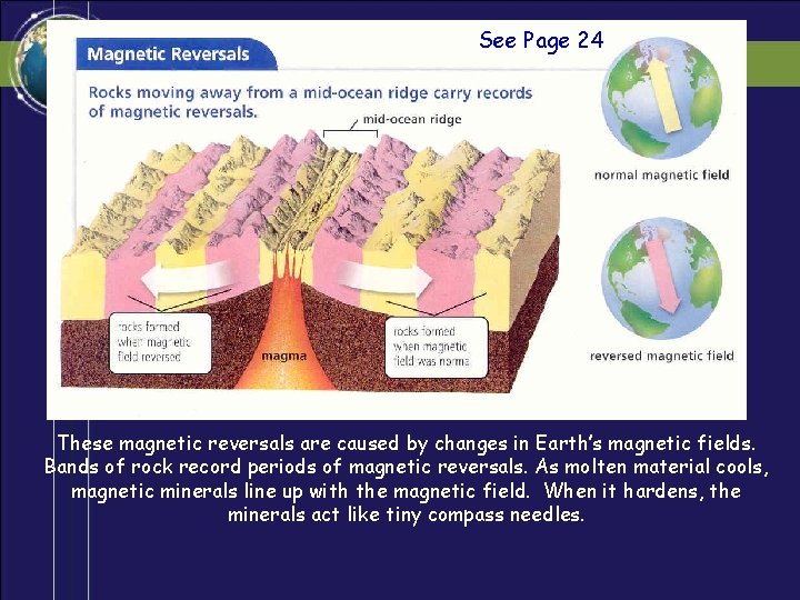 See Page 24 These magnetic reversals are caused by changes in Earth’s magnetic fields.