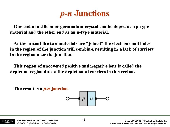 p-n Junctions One end of a silicon or germanium crystal can be doped as