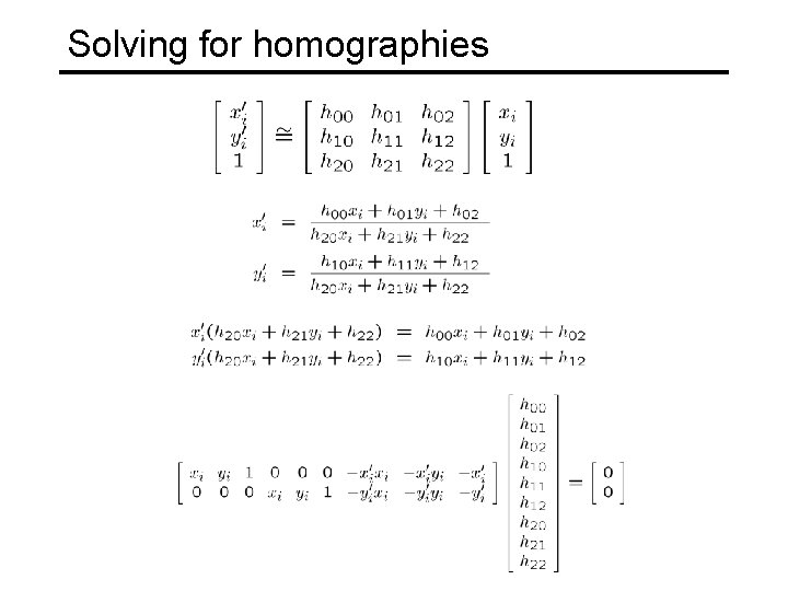 Solving for homographies 