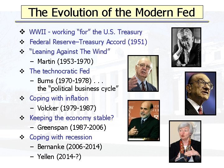 The Evolution of the Modern Fed v WWII - working “for” the U. S.