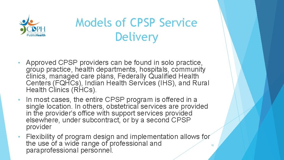 Models of CPSP Service Delivery Approved CPSP providers can be found in solo practice,