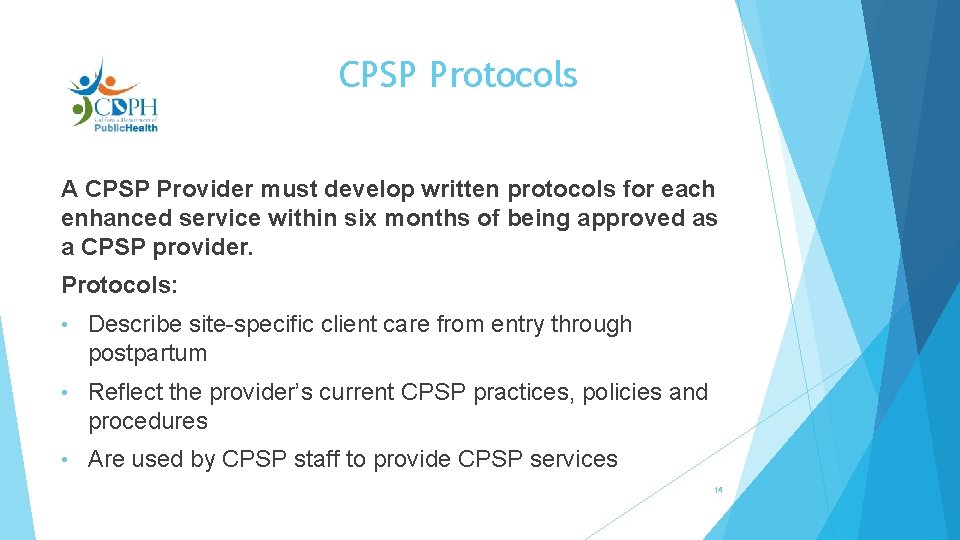 CPSP Protocols A CPSP Provider must develop written protocols for each enhanced service within