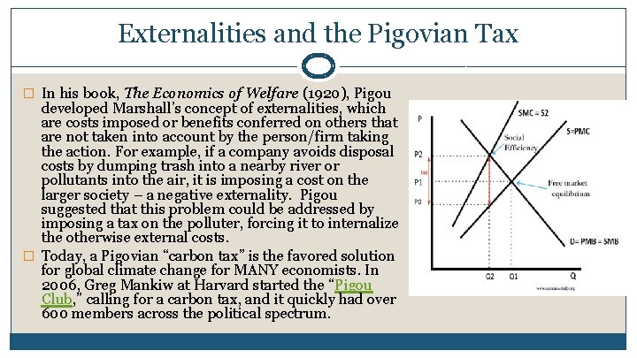 Externalities and the Pigovian Tax � In his book, The Economics of Welfare (1920),