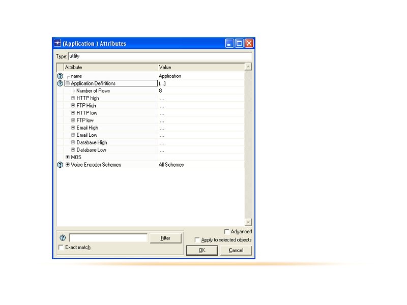 APPLICATION ATTRIBUTES a. HTTP High b. HTTP low c. FTP High d. FTP low