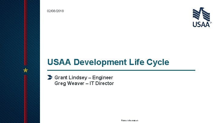 02/08/2018 USAA Development Life Cycle Grant Lindsey – Engineer Greg Weaver – IT Director