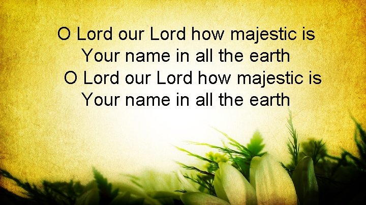 O Lord our Lord how majestic is Your name in all the earth 