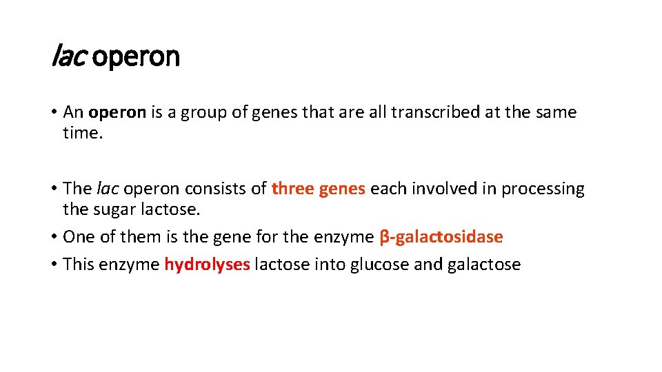 lac operon • An operon is a group of genes that are all transcribed