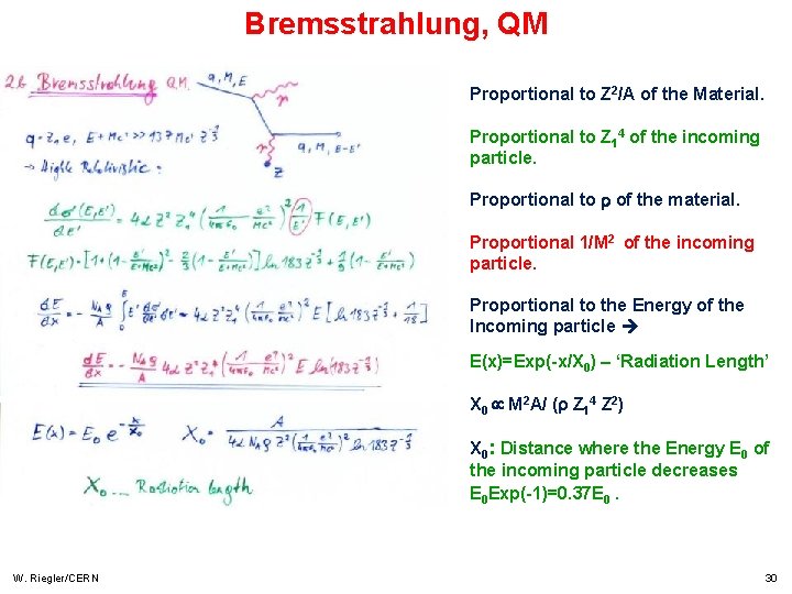 Bremsstrahlung, QM Proportional to Z 2/A of the Material. Proportional to Z 14 of
